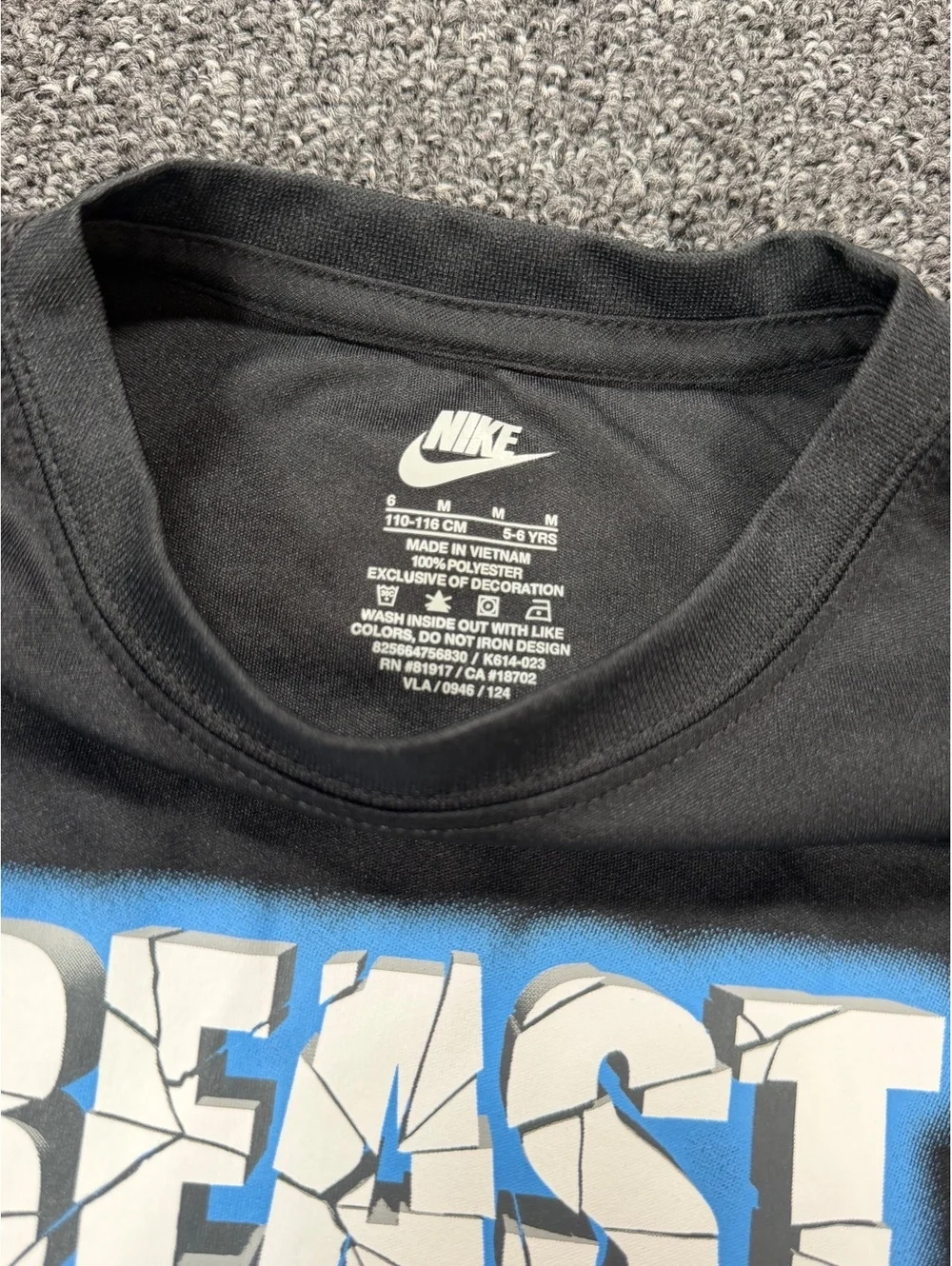 Nike Boys' Black 'Beast' Dri-FIT Athletic T-Shirt Size M (5-6 Yrs)